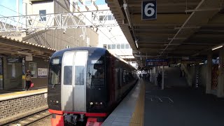 名鉄2200系2234f　9100系9104f　特急豊橋行き　知立6番線発車　2023.3.20