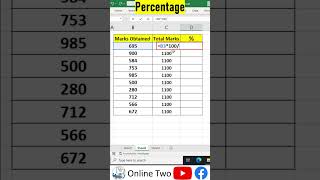 Percentage || Find Percentage in Excel || Excel Formula || Function