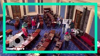 Video shows protesters making their way into the Senate chamber inside the U.S. Capitol