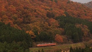 紅葉の磐越西線と急行色キハ47/48形