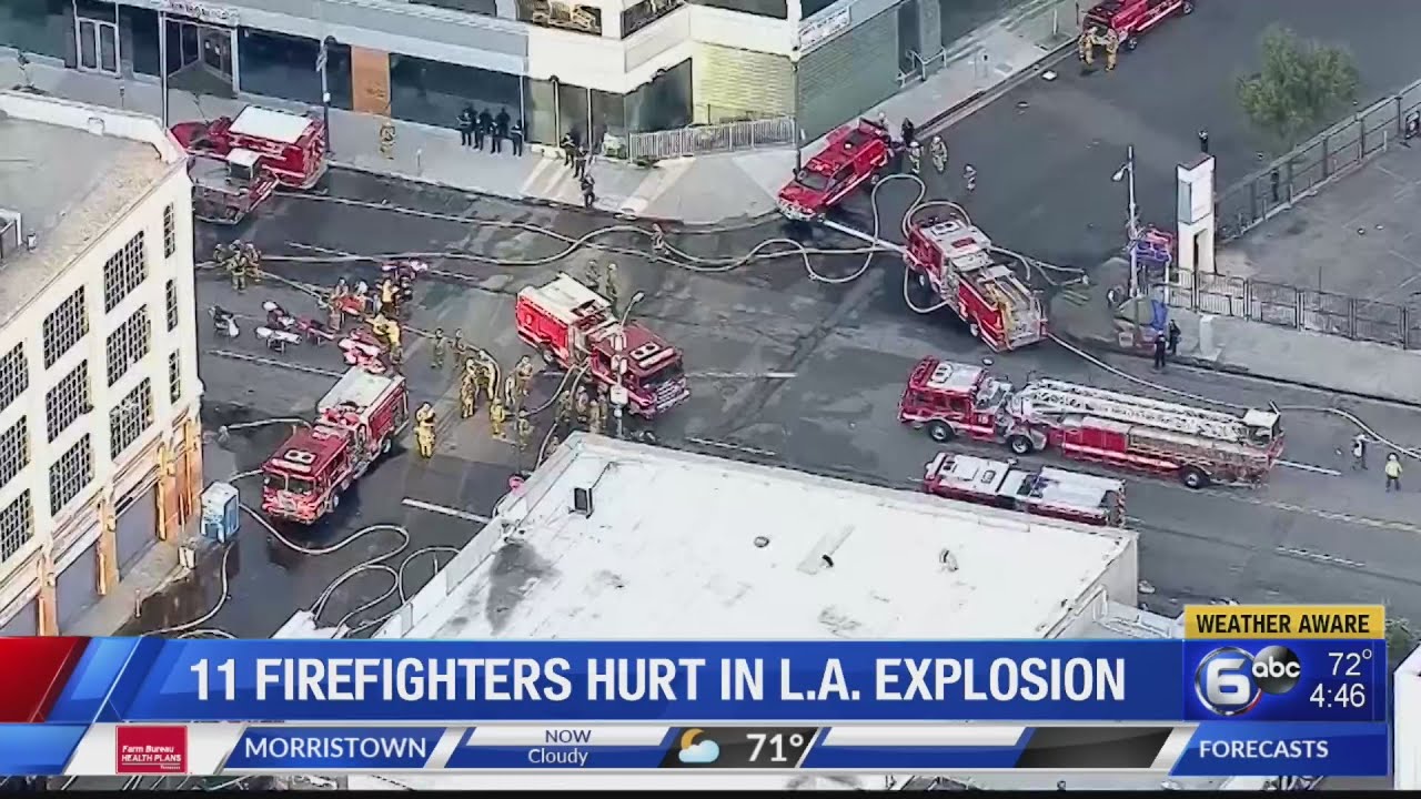 11 Los Angeles Firefighters Hurt While Running From Blast - YouTube