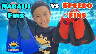 Review of Nabaiji Blue Long Fins and Speedo FastSkin Kick Fins (compare)[Which goes faster](Value)