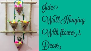 How to make Jute and flower’s wall hanging|| Jute wall decorate|| hand made decorating ideas..