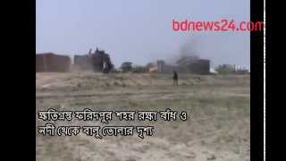 Lifting sand illegally from Padma River in Faridpur