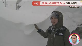 「除雪してもしてもきりがない」北海道で一番多い２２３ｃｍの積雪を記録　北海道留萌市から中継