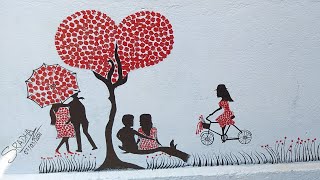 Simple couple wall painting // Romantic couple painting// Love tree