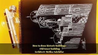 How to draw historic buildings: Old tower building
