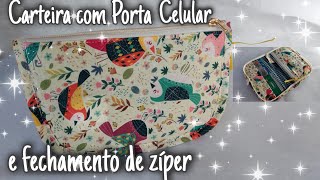 Carteira com Porta Celular e fechamento de zíper | Passo à Passo | Costura Criativa | DIY