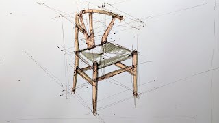 How to Draw a Chair using Two Point Perspective | Wishbone Chair