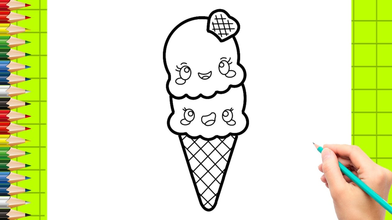 COMO DESENHAR UM SORVETE KAWAII How To Draw An Ice Cream Kawaii 🎨 - YouTube