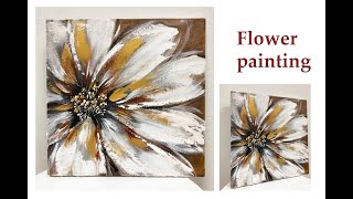 How to draw EASY flower painting on canvas | Acrylic painting on canvas