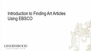 Introduction to Finding Art Articles using EBSCO