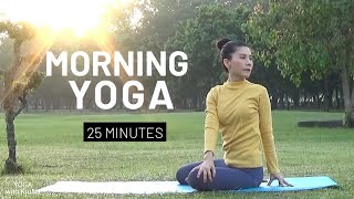 25นาที | โยคะยามเช้า สดชื่น มีพลัง | Morning Yoga | Fresh \u0026 Energize | Yoga with KruNa #455