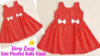 Side pleated baby frock cutting and stitching | Baby Frock cutting and