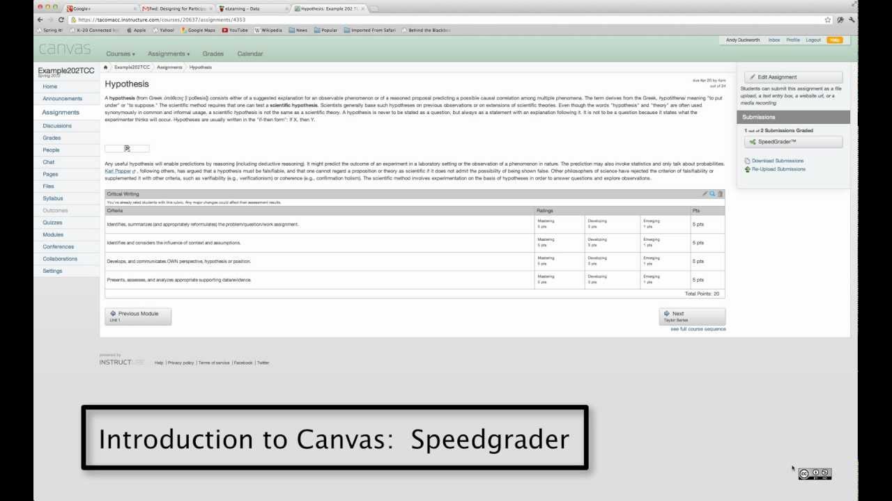 Introduction To Canvas Speedgrader Youtube