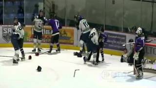 BCHL Salmon Arm vs Surrey Line Brawl 1-1-16