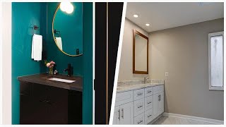 75 Multicolored Floor Powder Room With A Built-in Vanity Design Ideas You'll Love ⭐️