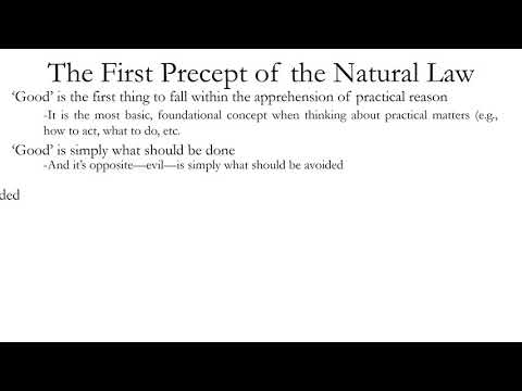 What is Aquinas first precept of natural law and what is it based on?