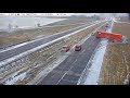 Truck spins off Iowa road in icy conditions