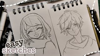 cute and simple random anime characters sketches ✨ [ tutorial ]