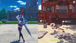 Sayu and Eula attack animations