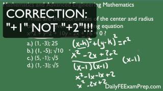 Daily FE Exam Prep - 03 - Math - Circle Center and Radius