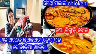 ଆଜି ପୁରା double ଧମାକା,ବୋବାଳିଆ ପିନ୍ଧିବାକୁ, ବୋବାଳିଆ ଖାଇବା,ପୁରା ଝକାସ,ମେଥି malai chicken/ ଚିଙ୍ଗୁଡ଼ି ଝୋଳ