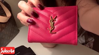 Unboxing YSL Saint Laurent Bi-fold Wallet in Fuchsia Grain de Poudre || Always Sophie