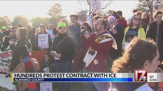 Hundreds in Alamance County protest contract with ICE