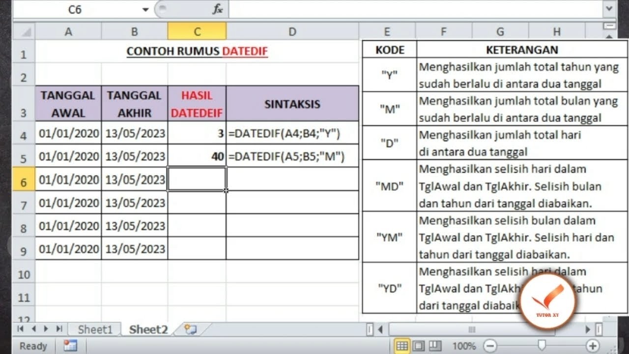 Cara Menghitung Selisih Tanggal Di Excel | Tutorial Excel - YouTube