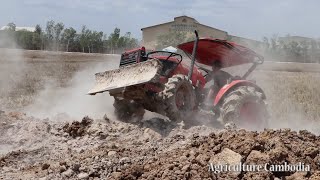 Power Tractor Pushing Dirt​ Skills | Kubota Tractor M6040su | ត្រាក់ទ័ររុញដីធ្វើផ្លូវ