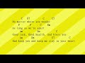 good luck good health god bless you cover with lyrics and chords