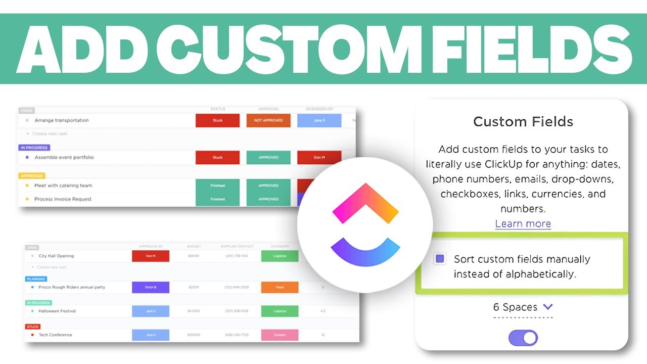 Adding Custom Fields Inside Clickup Youtube