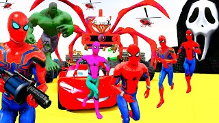 Ô Tô Máy Xúc, Xe Cứu Hỏa Giải Cứu Siêu Nhân Khổng Lồ, Avengers VS Hulk, Spiderman Stunt Cars Monster