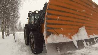 Valtra snow plowing