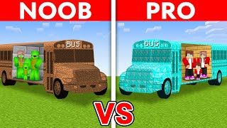 MIKEY vs JJ Family NOOB vs PRO: BUS HOUSE Build Challenge Minecraft (Maizen)