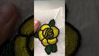 💐Beaded Yellow Rose Embroidery💐 #shorts #satisfying #embroidery #beadwork #craft #diy