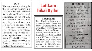 Laitkam hikai Byllai/Teaching vacancies