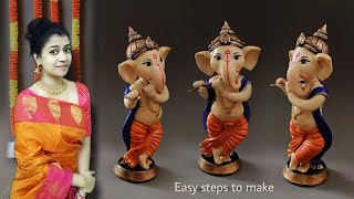 How to make eco friendly ganesha at home in easy way | ganesh murti making 2024