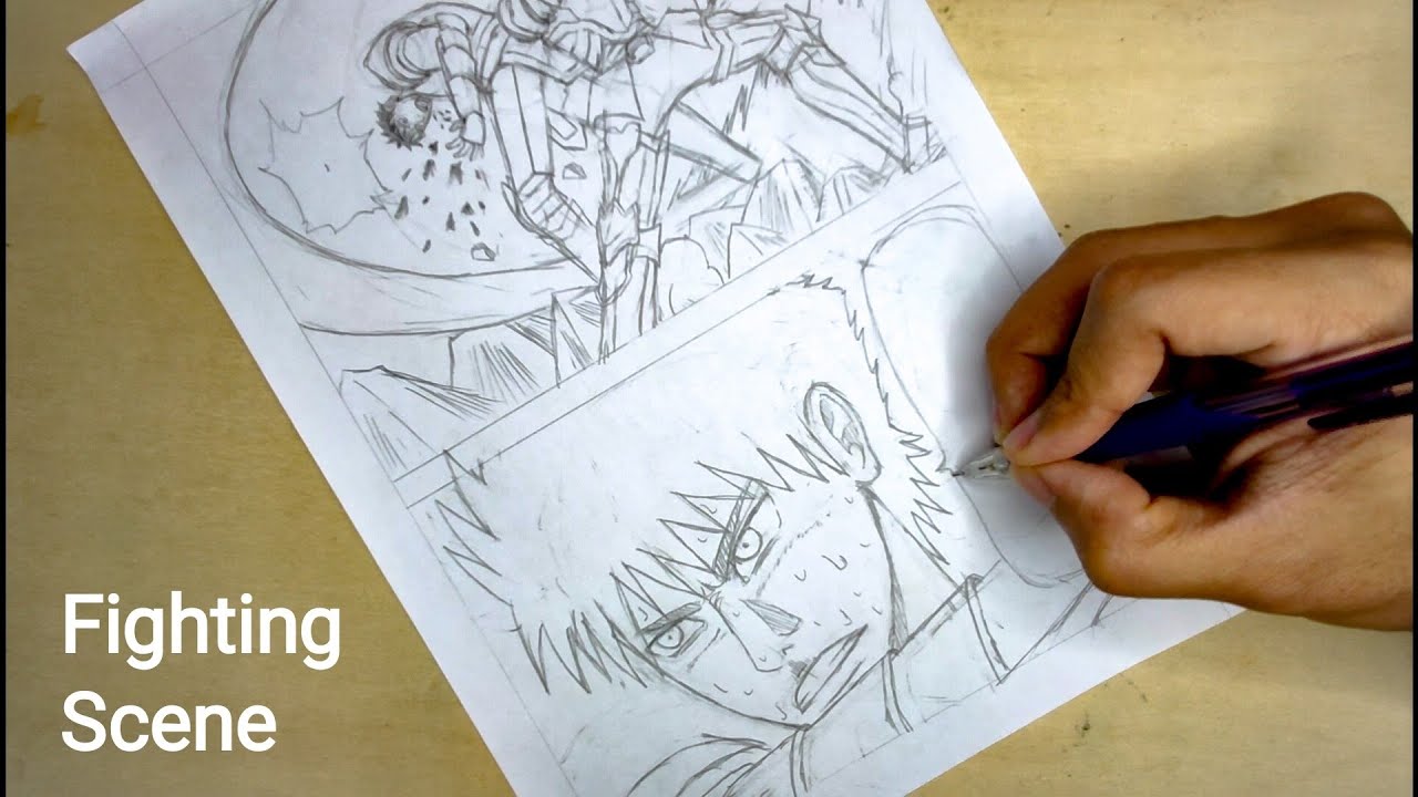 Drawing Manga Fighting Scene Step 1 Sketching Youtube