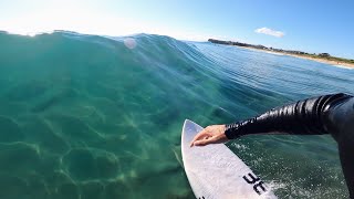 POV SURFING GLASSY SHOREBREAK! (PERFECT A-FRAME)