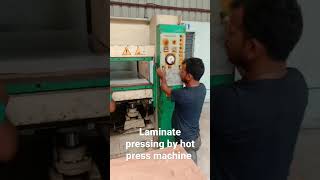 laminate pressing with hot press machine..