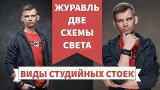 Типы студийных стоек и когда их использовать. Журавль в фотостудии и две схемы его использования.