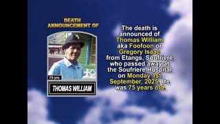 Thomas William ~ Short Obituary