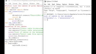Python: List the tables of given SQLite database file