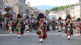 Scotland the Brave by the Massed Bands on the march after the 2019 Dufftown Highland Games in Moray