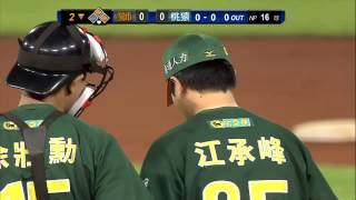 20131015 CPBL 獅VS猿 2下 鍾承佑表示：我想打高飛犧牲球 為何偏偏讓我挨一球