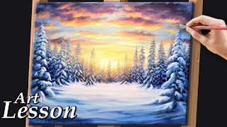 Painting a Realistic Winter Landscape at Sunset