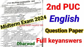 2nd PUC English Midterm Question Paper 2024 Keyanswers Kseab