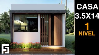 PLANO DE CASA 3.5x14 m / HOUSE DESIGN 3.5 X14 / DESIGN RUMAH 3.5 X14